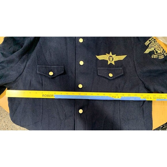 Vintage Get Used By Elie Military Style Embroidered Blue Revolution Jacket - XL - Picture 4 of 8